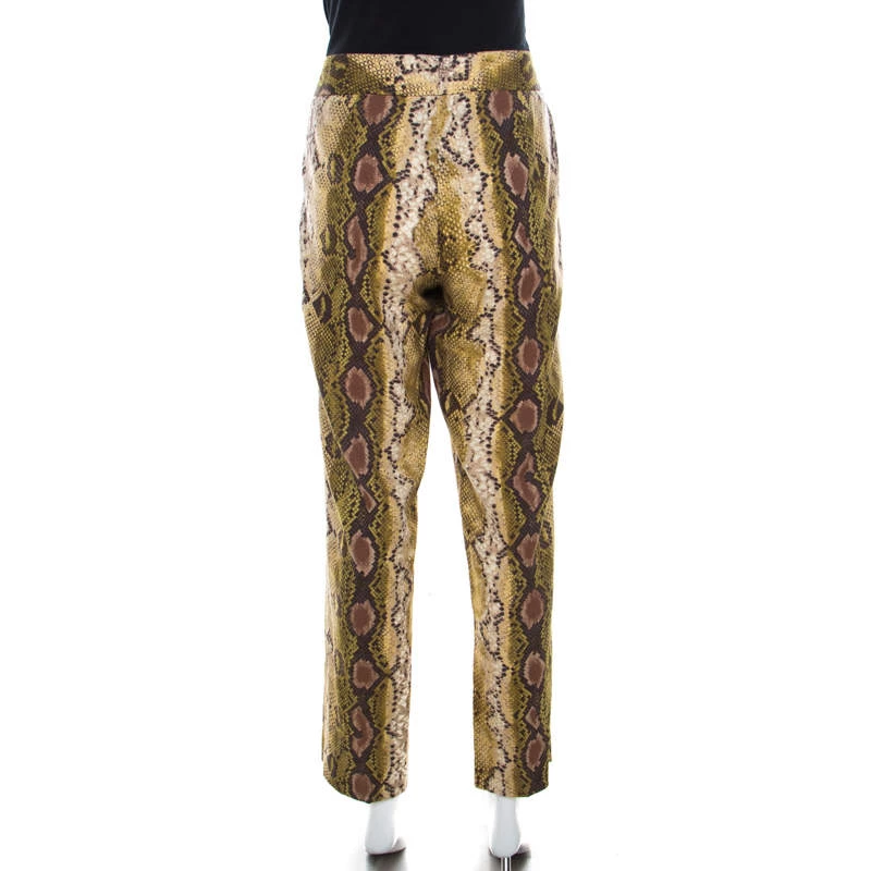 Michael Kors Multicolor Snakeskin Print Linen Stretch Straight Fit Trousers M For Women - Image 3