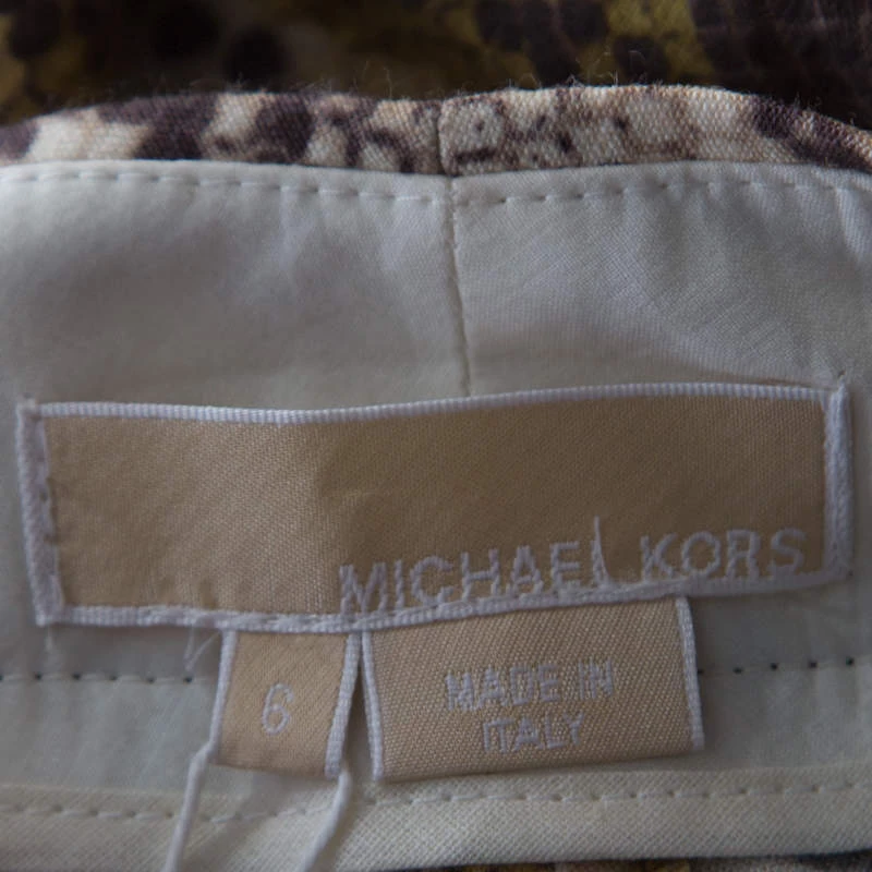 Michael Kors Multicolor Snakeskin Print Linen Stretch Straight Fit Trousers M For Women - Image 5