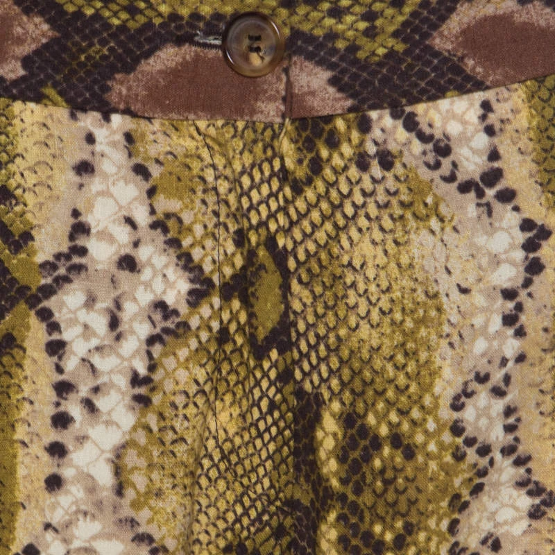 Michael Kors Multicolor Snakeskin Print Linen Stretch Straight Fit Trousers M For Women - Image 4