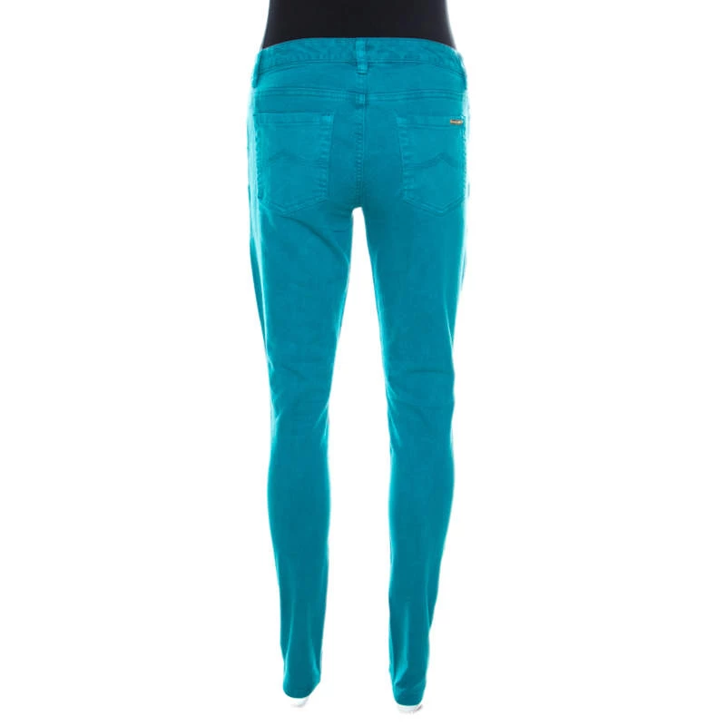 Michael Kors Turquoise Blue Denim Studded Pocket Detail Skinny Jeans S For Women - Image 3