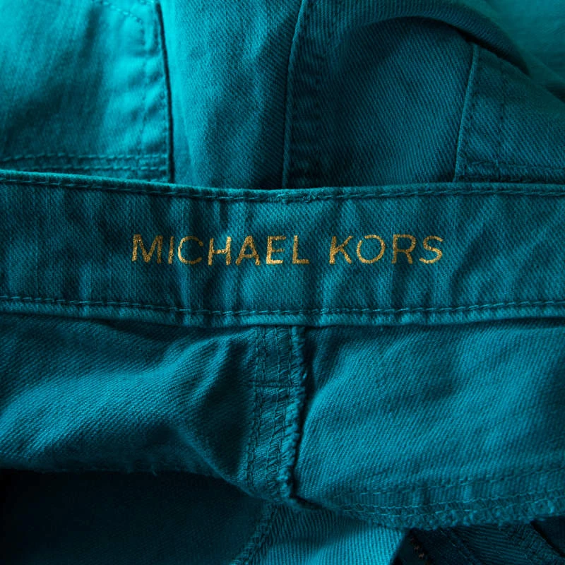 Michael Kors Turquoise Blue Denim Studded Pocket Detail Skinny Jeans S For Women - Image 5