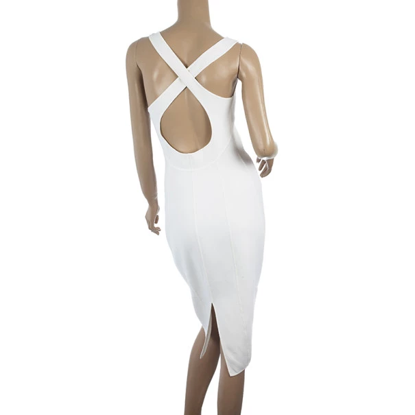 Michael Kors White BodyCon Crossback Sheath Dress S For Women - Image 3
