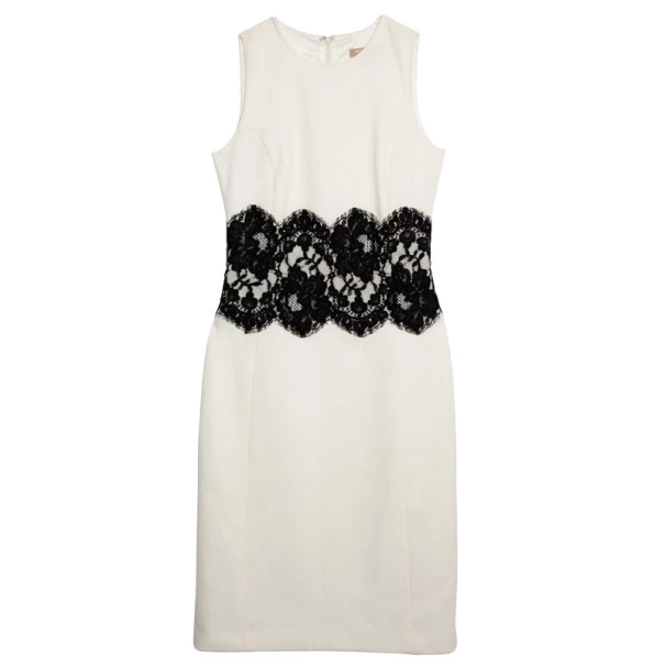 Michael Kors White Wool Lace Belt Dress M For Women