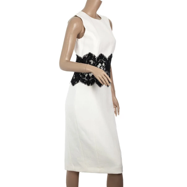 Michael Kors White Wool Lace Belt Dress M For Women - Image 2