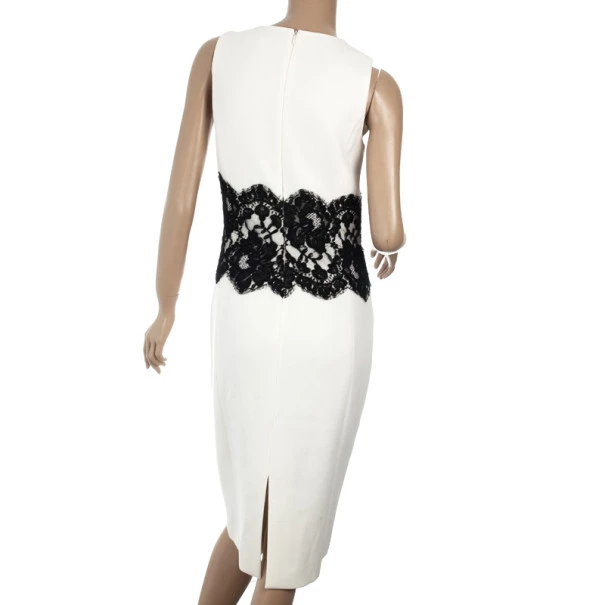 Michael Kors White Wool Lace Belt Dress M For Women - Image 3