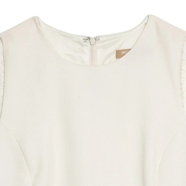 Michael Kors White Wool Lace Belt Dress M For Women - Image 4