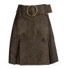 Michael Kors Gold Brocade Box Pleat Detail Belted Skirt M For Women
