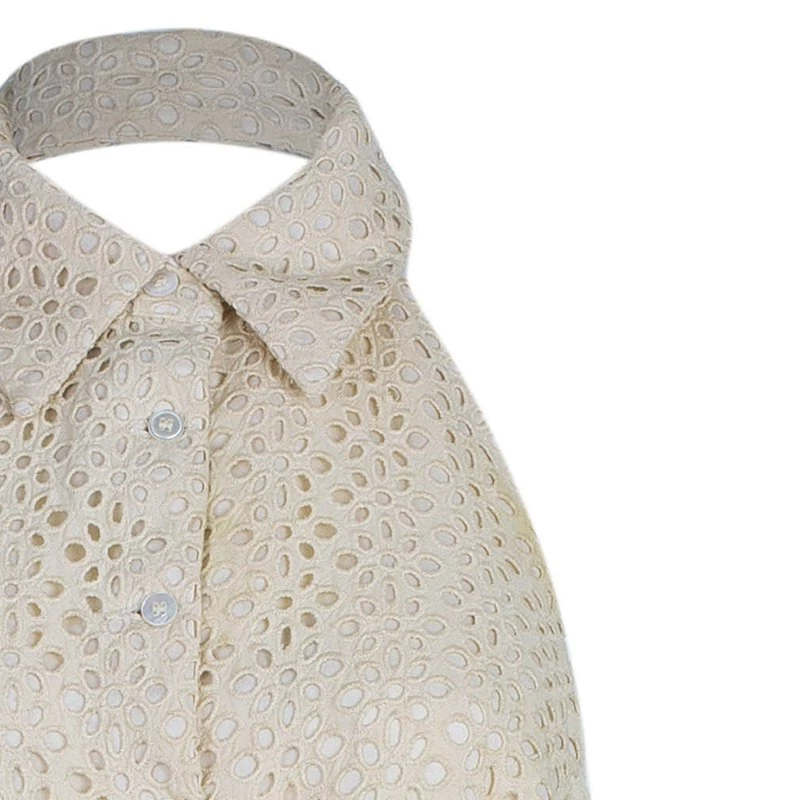 Michael Kors Beige Belted Eyelet Dress L For Women - Image 4