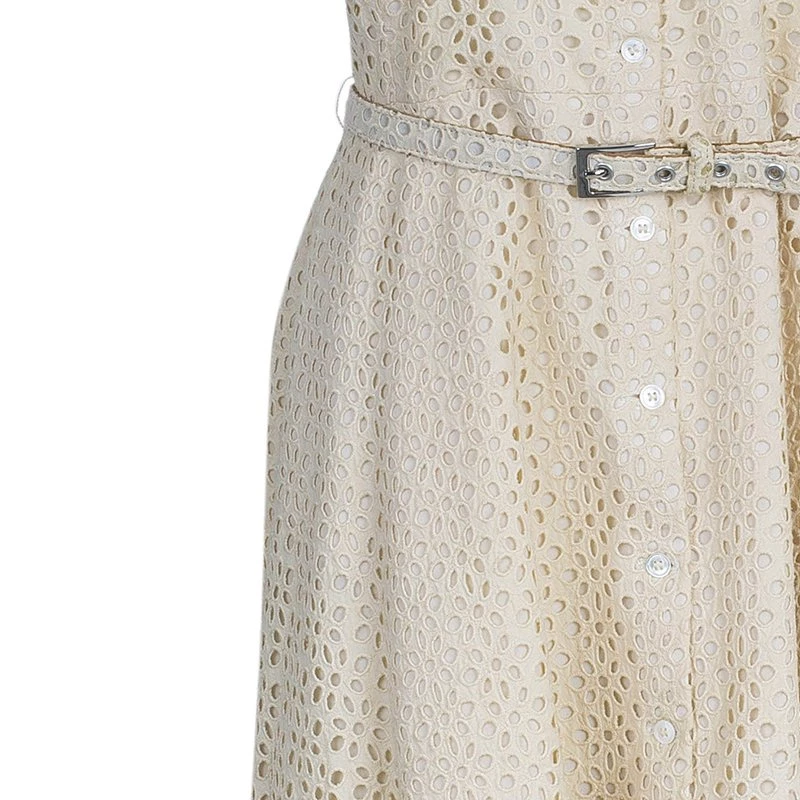 Michael Kors Beige Belted Eyelet Dress L For Women - Image 6