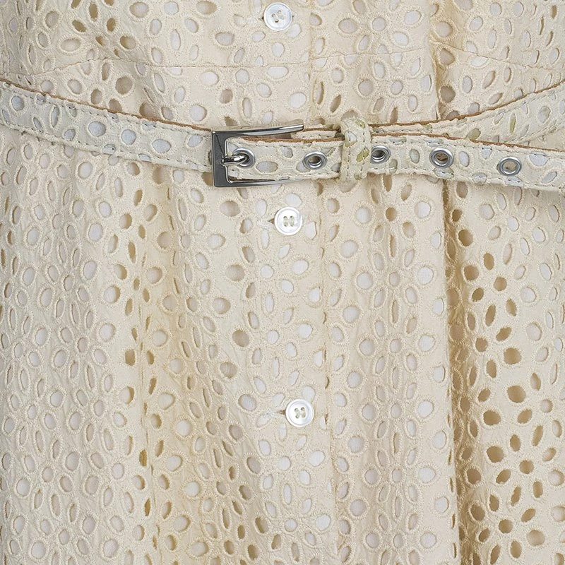 Michael Kors Beige Belted Eyelet Dress L For Women - Image 7