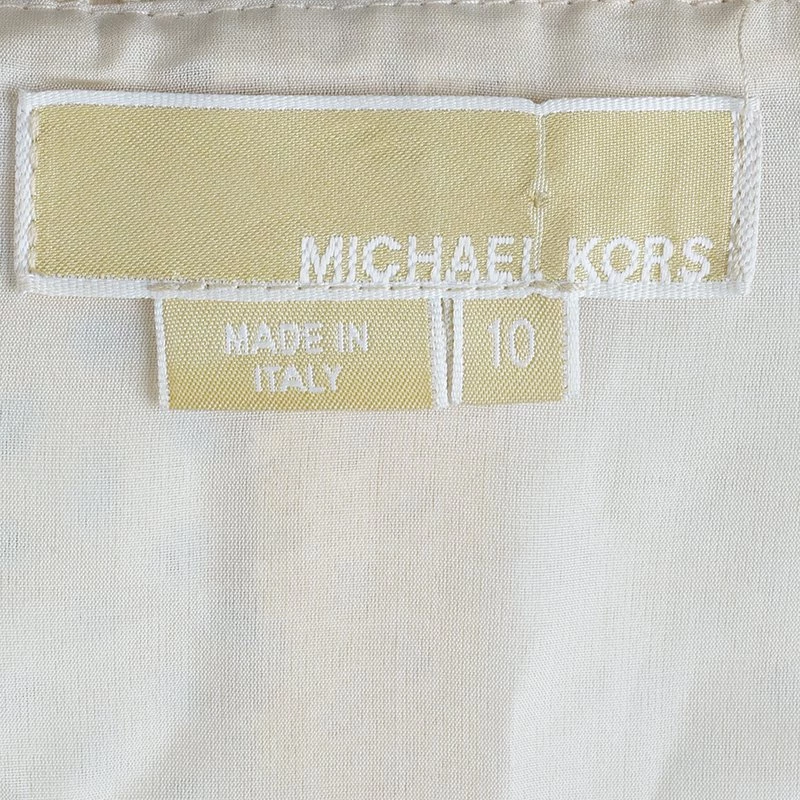 Michael Kors Beige Belted Eyelet Dress L For Women - Image 8