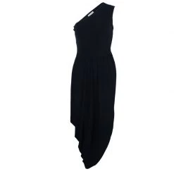 Michael Kors Black One Shoulder Crepe Maxi Dress S For Women
