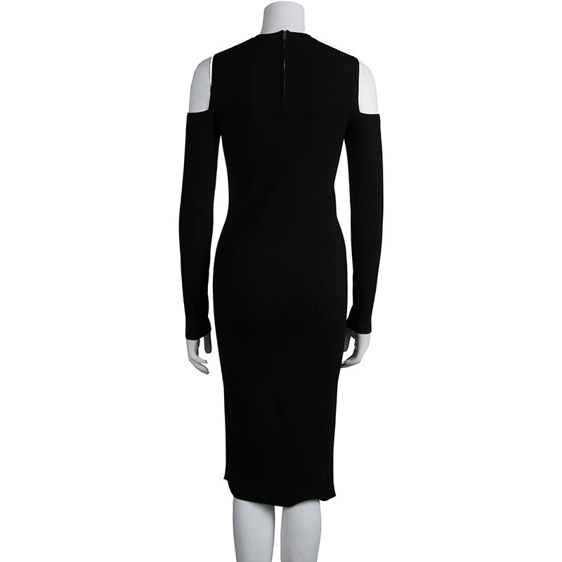 Michael Kors Black Knit Long Cut Sleeve Fitted Dress S For Women - Image 3
