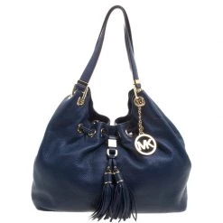 Michael Kors Navy Blue Leather Camden Drawstring Hobo For Women