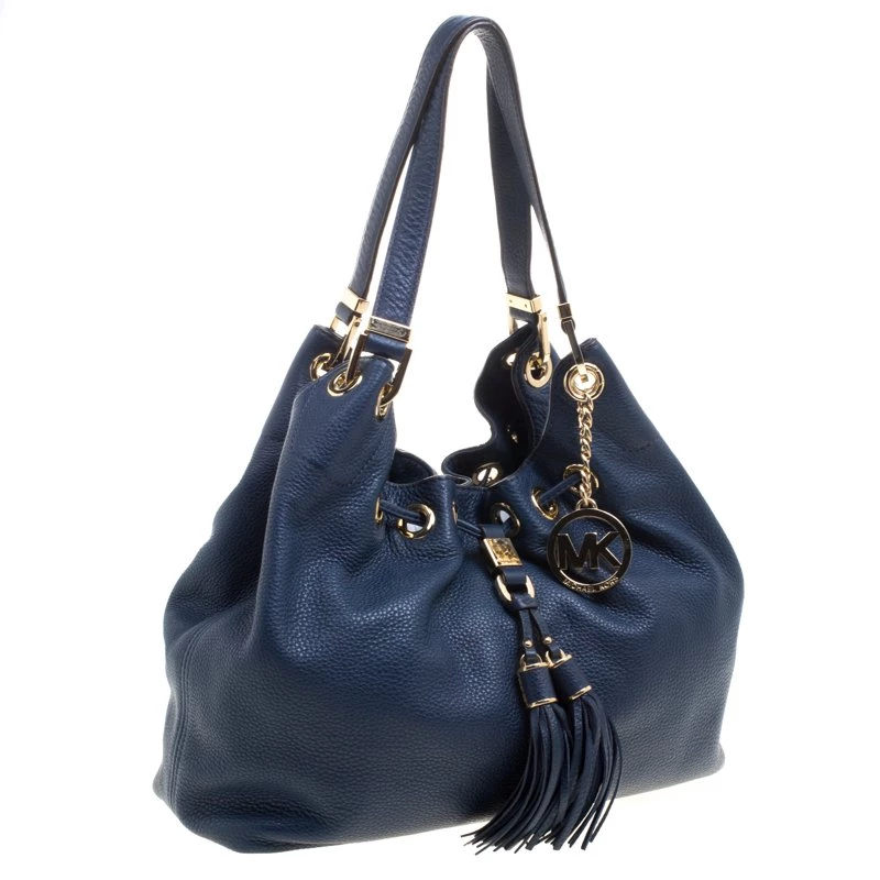 Michael Kors Navy Blue Leather Camden Drawstring Hobo For Women - Image 3