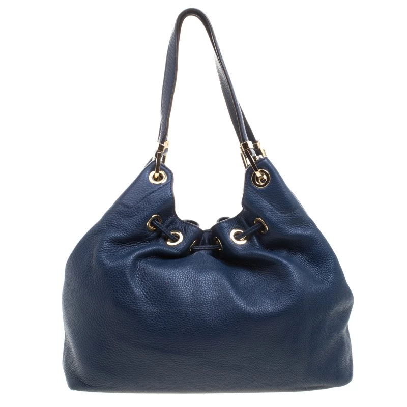 Michael Kors Navy Blue Leather Camden Drawstring Hobo For Women - Image 4