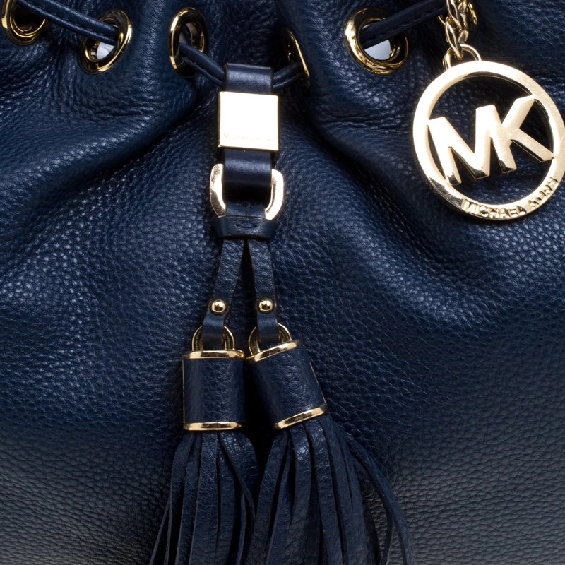 Michael Kors Navy Blue Leather Camden Drawstring Hobo For Women - Image 5