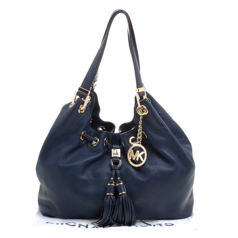 Michael Kors Navy Blue Leather Camden Drawstring Hobo For Women - Image 9