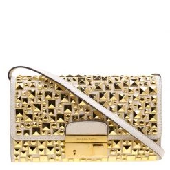 Michael Kors Off White Leather Studded Crossbody Bag For Women