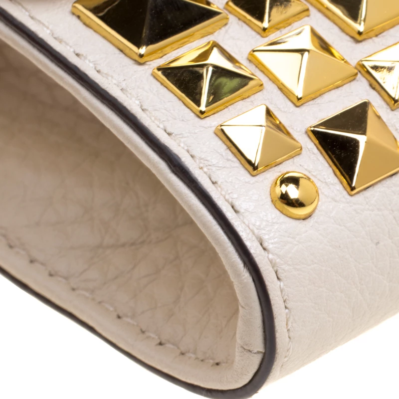 Michael Kors Off White Leather Studded Crossbody Bag For Women - Image 10