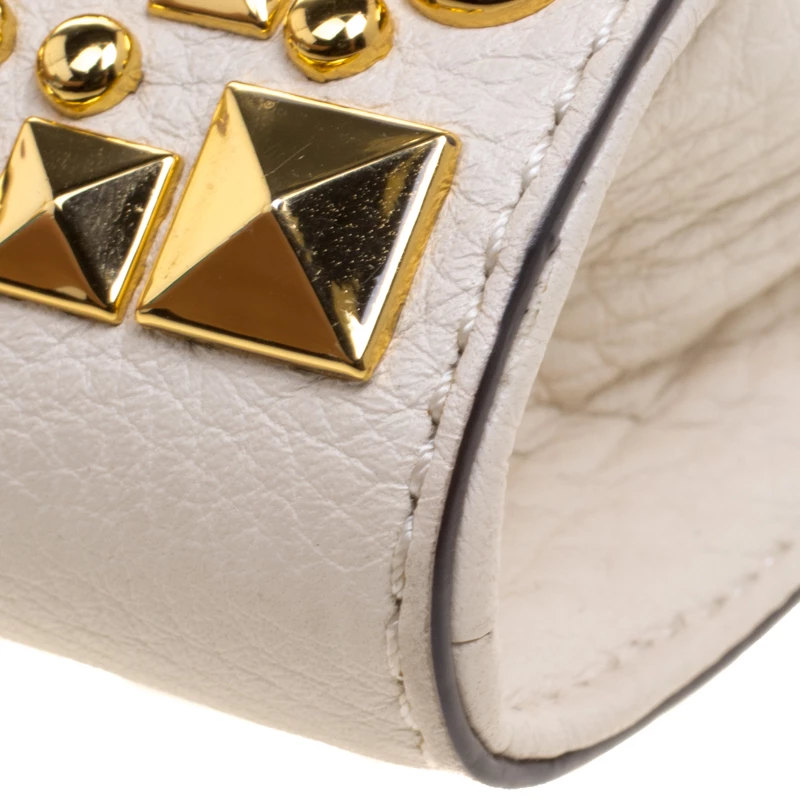 Michael Kors Off White Leather Studded Crossbody Bag For Women - Image 11