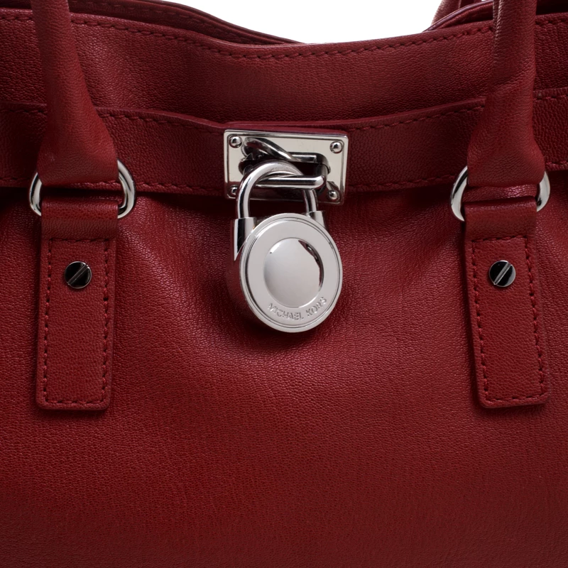 Michael Kors Red Leather Large Hamilton Tote For Women - Image 5