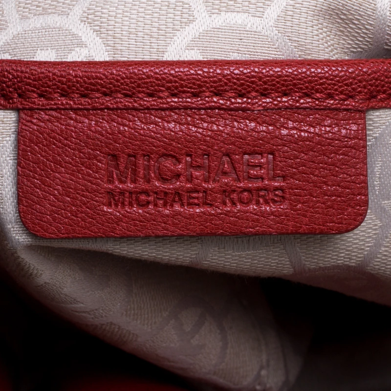 Michael Kors Red Leather Large Hamilton Tote For Women - Image 8