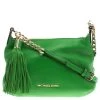 Michael Kors Green Leather Bedford Tassel Crossbody Bag For Women
