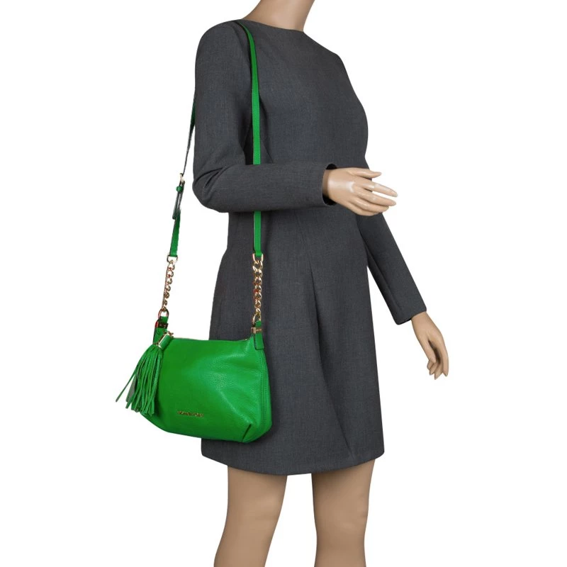 Michael Kors Green Leather Bedford Tassel Crossbody Bag For Women - Image 2