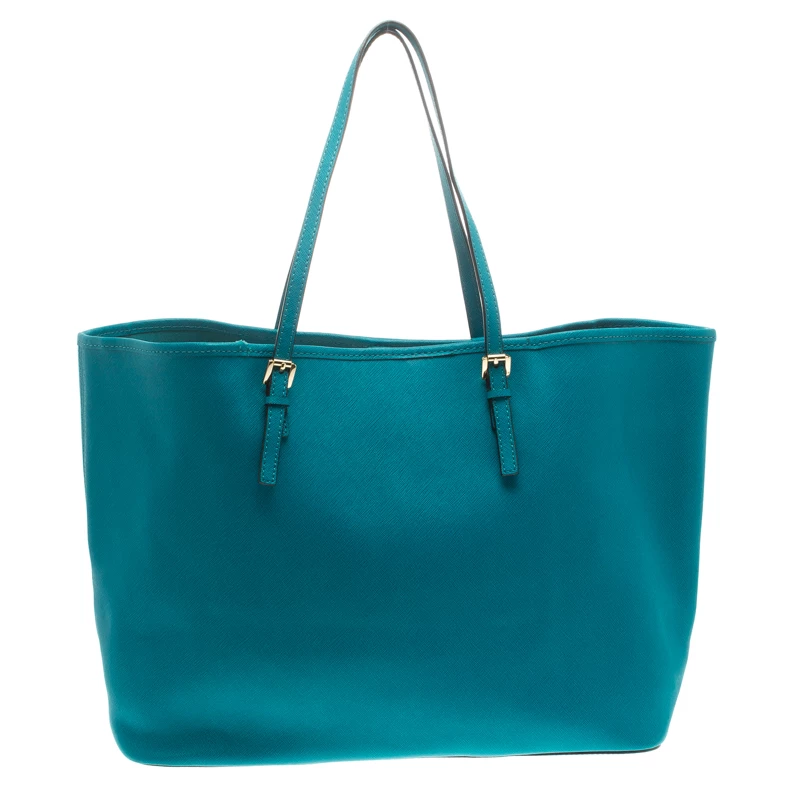 Michael Kors Teal Blue Saffiano Leather Jet Set Shopping Tote For Women - Image 4