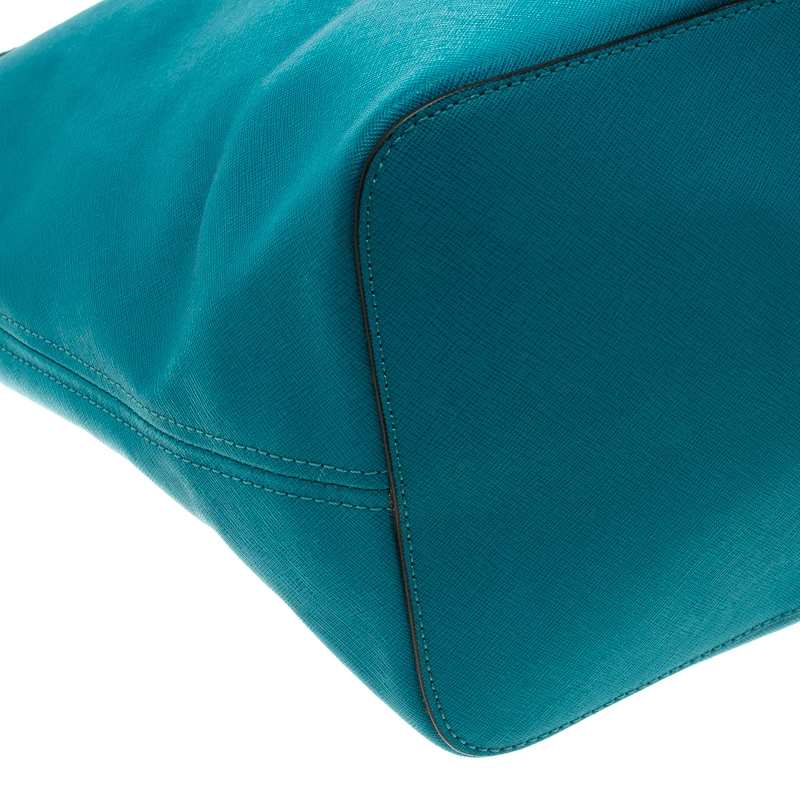 Michael Kors Teal Blue Saffiano Leather Jet Set Shopping Tote For Women - Image 10