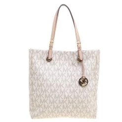 Michael Kors Off White Jet Set North South PVC Tote For Women