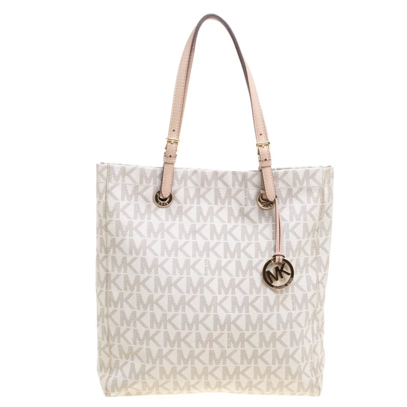 Michael Kors Off White Jet Set North South PVC Tote For Women