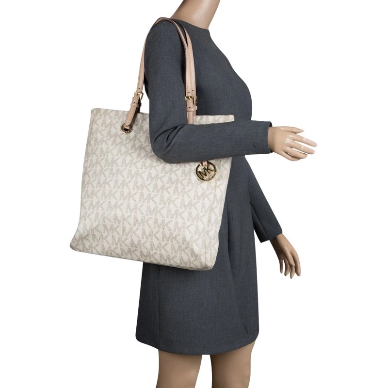 Michael Kors Off White Jet Set North South PVC Tote For Women - Image 2