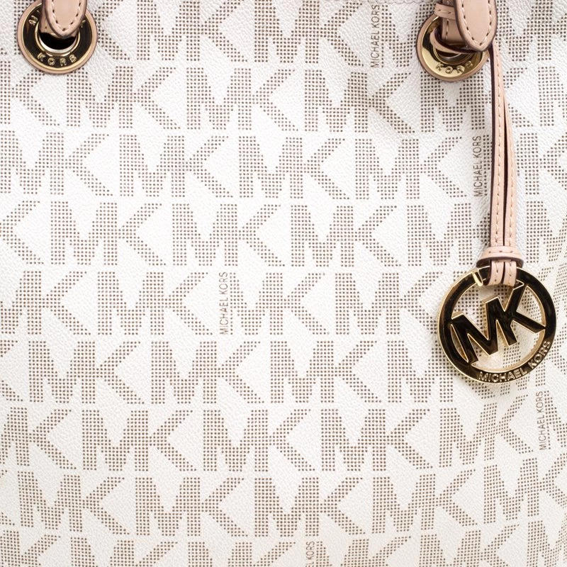 Michael Kors Off White Jet Set North South PVC Tote For Women - Image 5