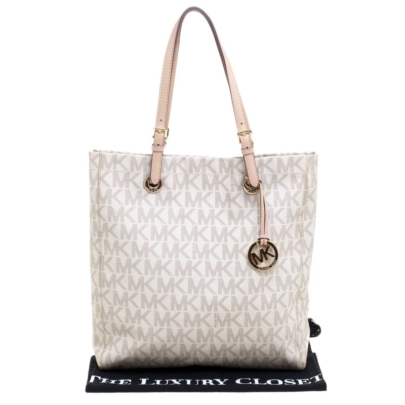 Michael Kors Off White Jet Set North South PVC Tote For Women - Image 9