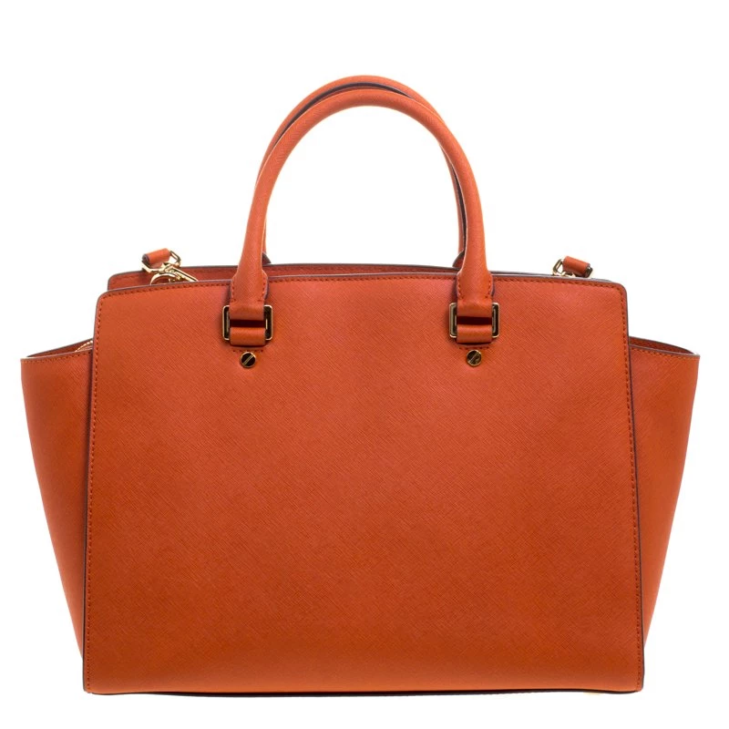 Michael Kors Orange Saffiano Leather Medium Selma Tote For Women - Image 4
