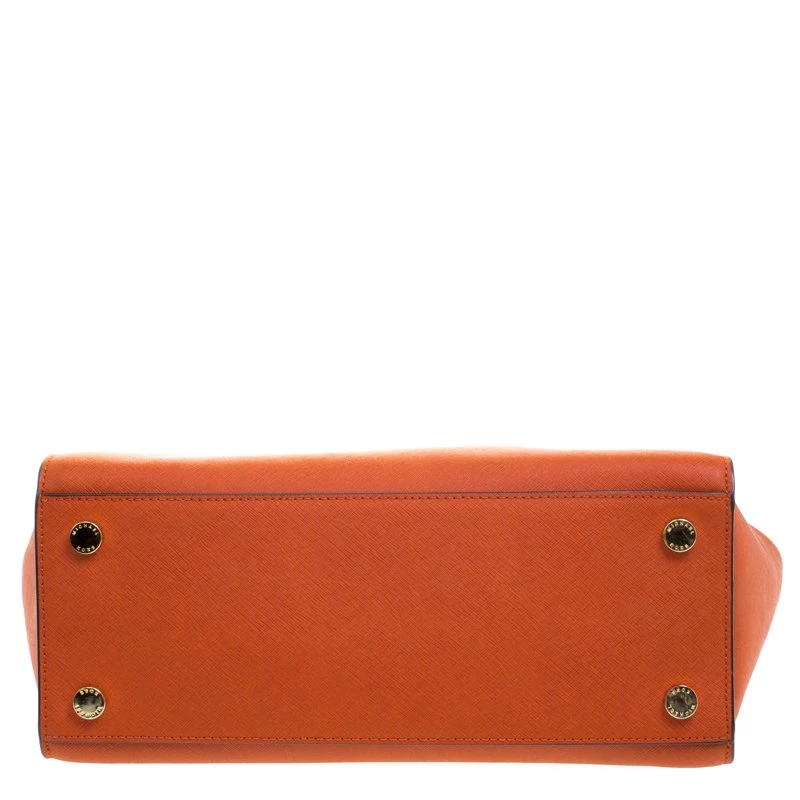 Michael Kors Orange Saffiano Leather Medium Selma Tote For Women - Image 6