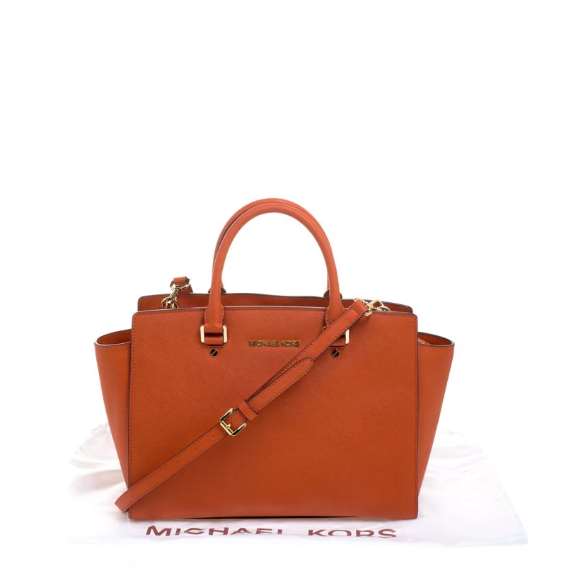 Michael Kors Orange Saffiano Leather Medium Selma Tote For Women - Image 9
