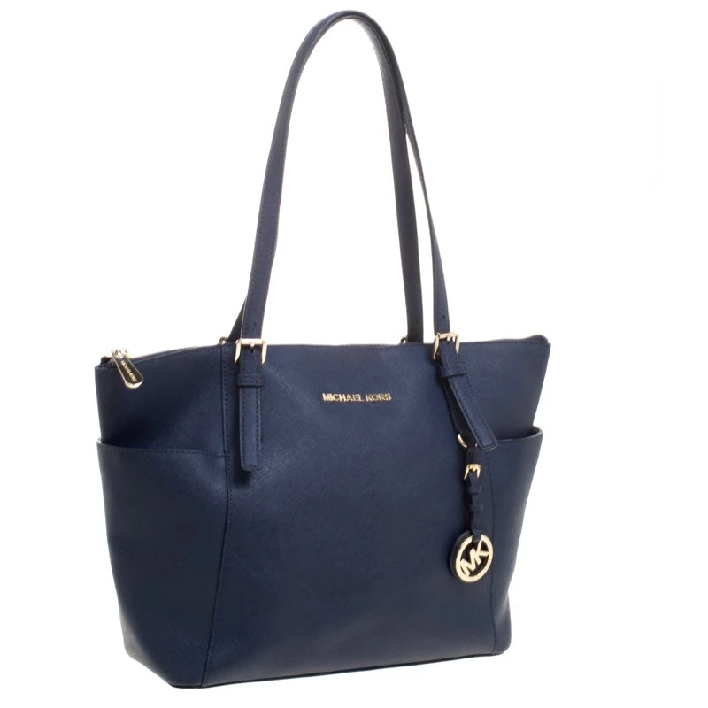 Michael Kors Dark Blue Saffiano Leather Top-zip Jet Set Tote For Women - Image 3