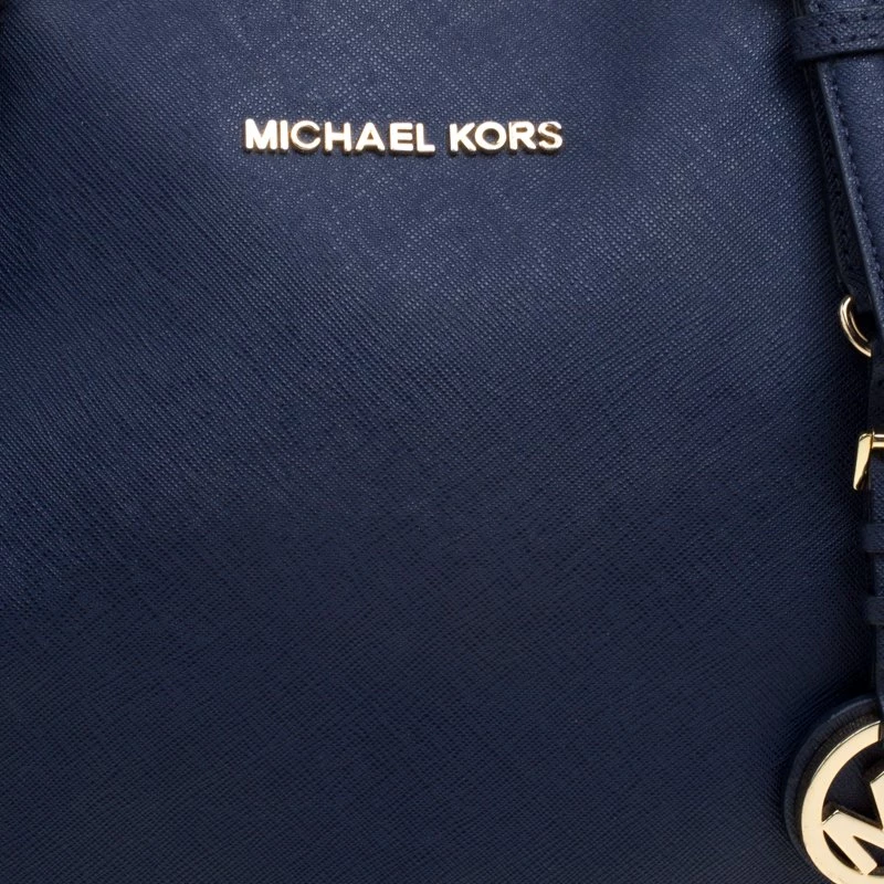 Michael Kors Dark Blue Saffiano Leather Top-zip Jet Set Tote For Women - Image 5