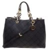 Michael Kors Black Leather Cynthia Cross Stitch Tote For Women