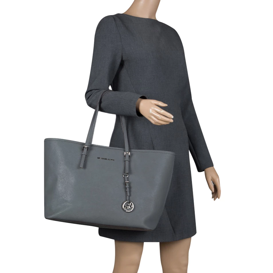 Michael Kors Grey Leather Jetset Tote For Women - Image 2