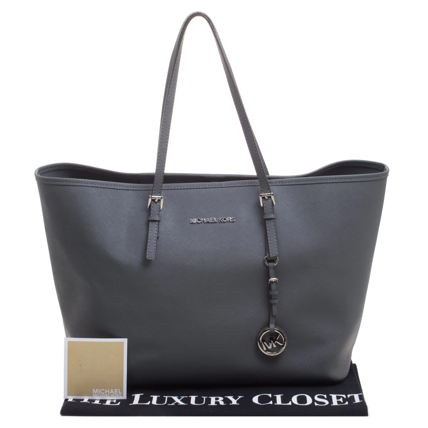 Michael Kors Grey Leather Jetset Tote For Women - Image 9