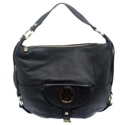 Michael Kors Black Leather Fulton Hobo For Women