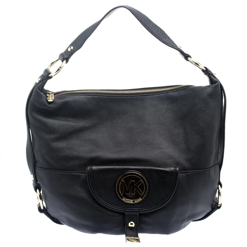 Michael Kors Black Leather Fulton Hobo For Women