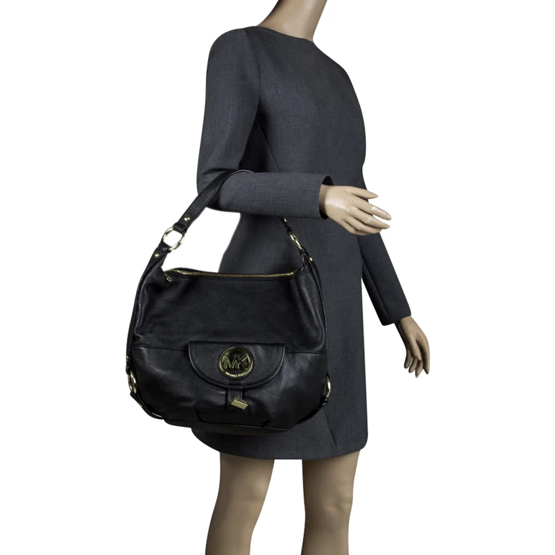 Michael Kors Black Leather Fulton Hobo For Women - Image 2
