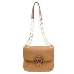 Michael Kors Brown Leather Flap Shoulder Bag For Women