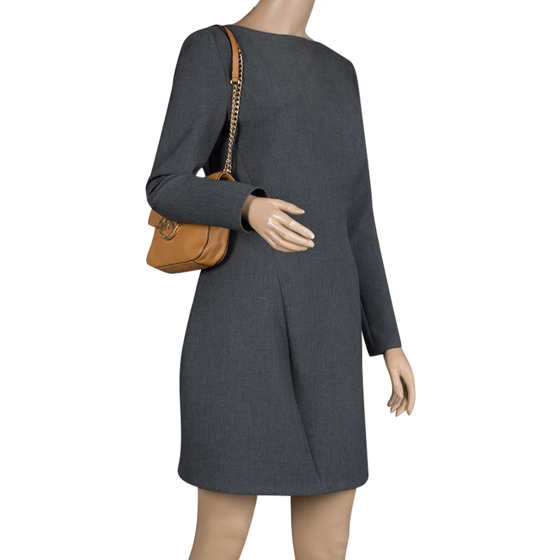 Michael Kors Brown Leather Flap Shoulder Bag For Women - Image 2