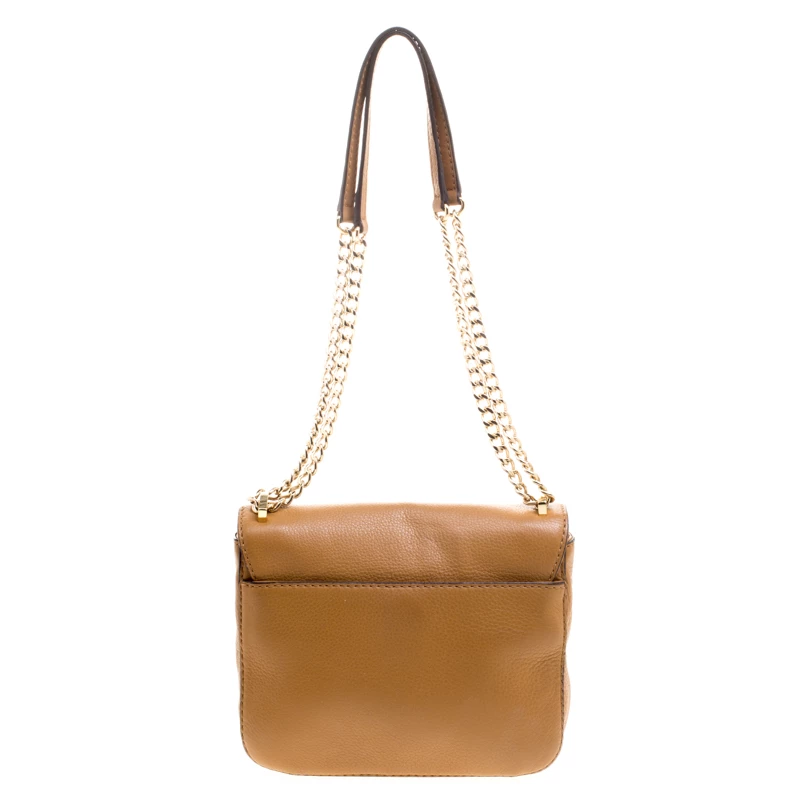 Michael Kors Brown Leather Flap Shoulder Bag For Women - Image 4